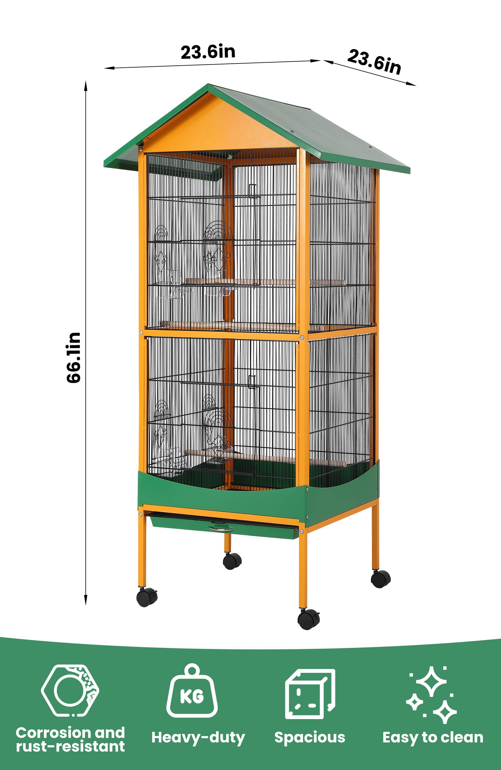 Versatile Garvee bird cage suitable for conures, macaws, budgies, cockatiels, lovebirds, and parakeets.