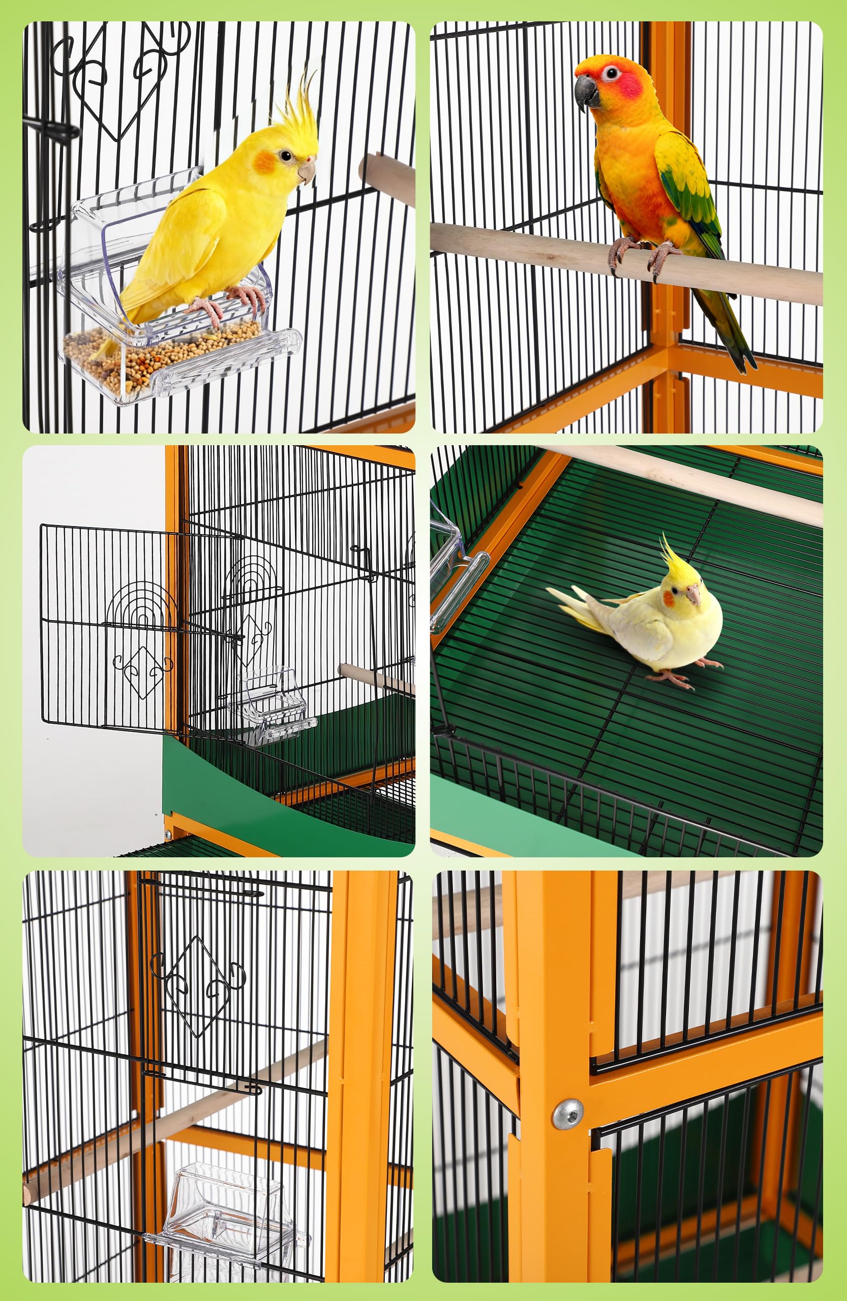 Garvee bird cage roof is waterproof for protected outdoor time.