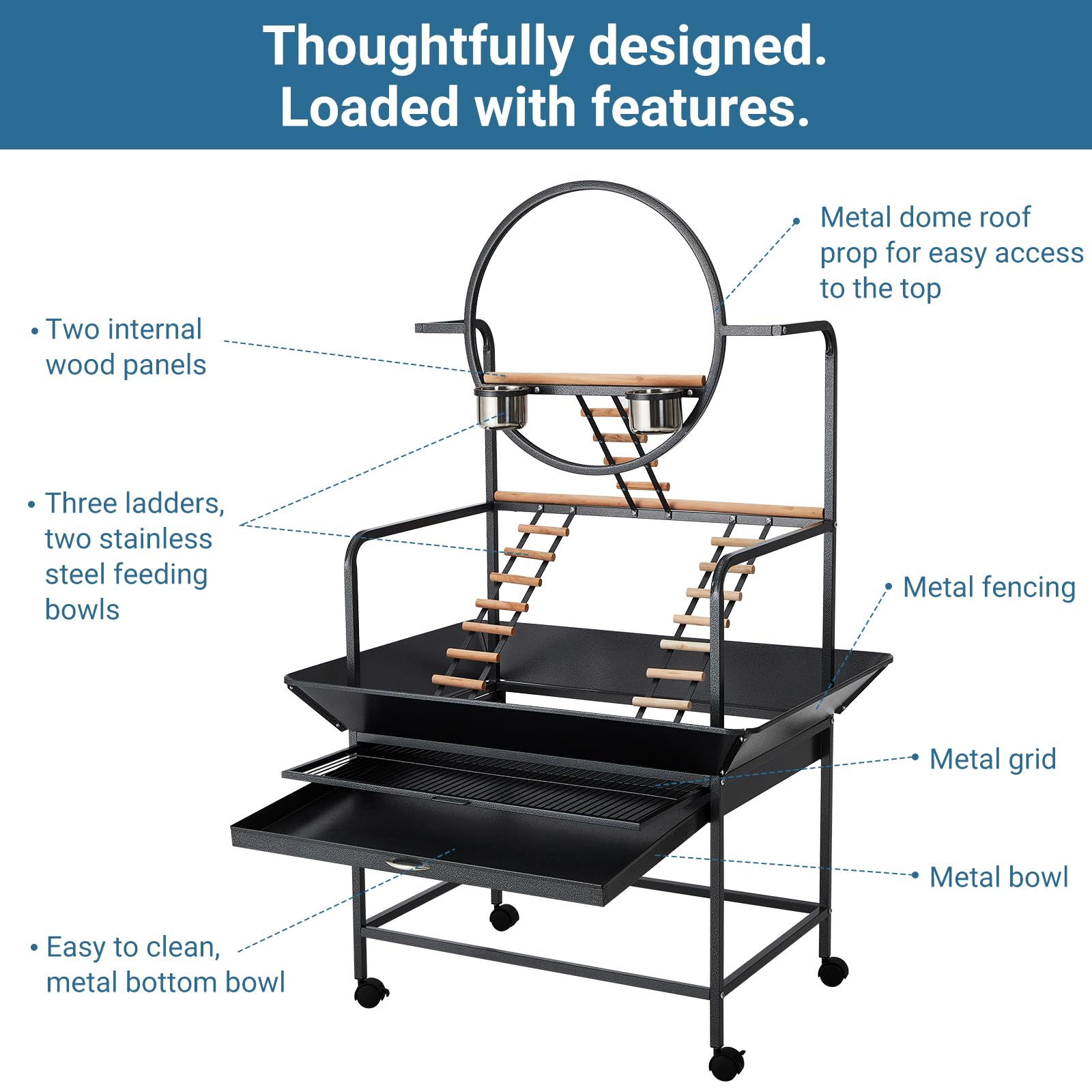 Garvee Bird Playstand with perches and ladders supports natural climbing activity