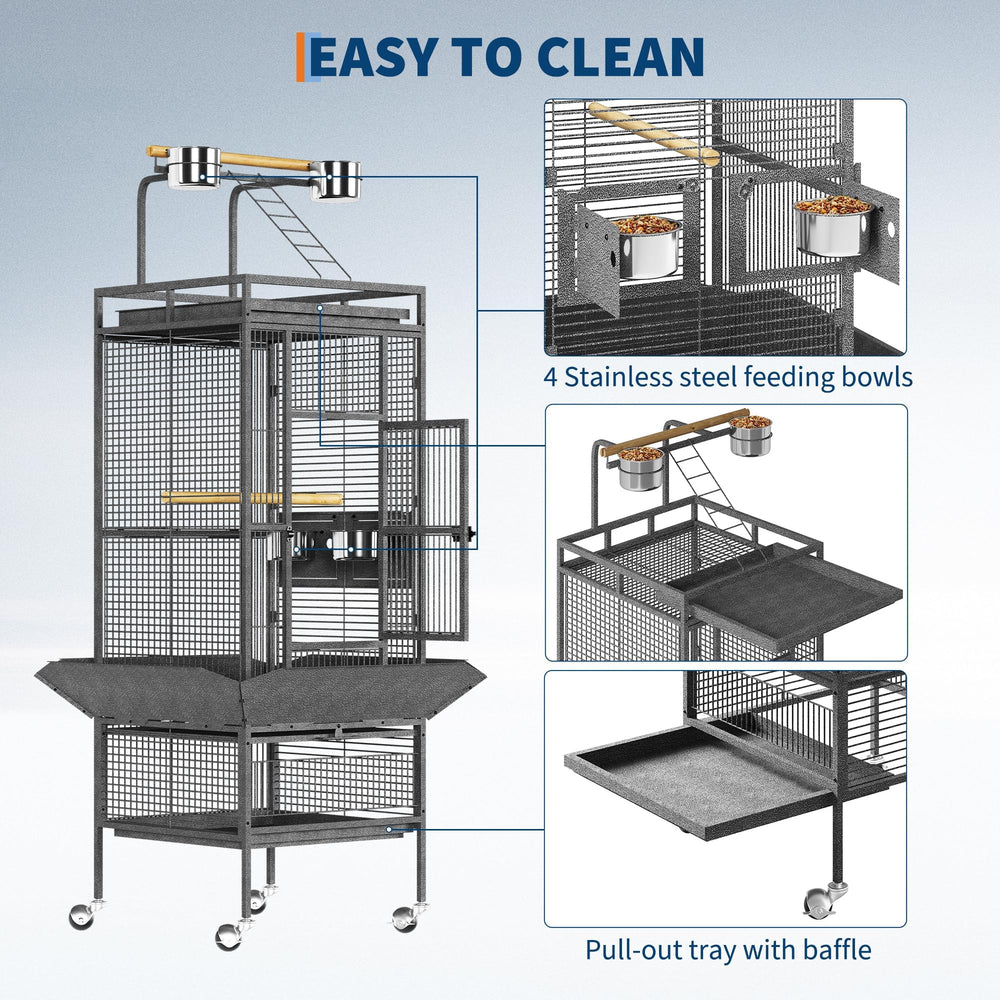 Garvee durable cross-grid cage deters pecking and adds security.