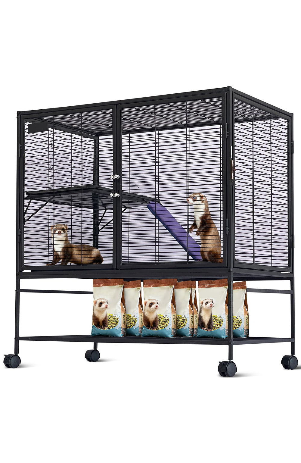 Garvee Metal Small Animal Cage with 39L multi-level design for climbing and active play