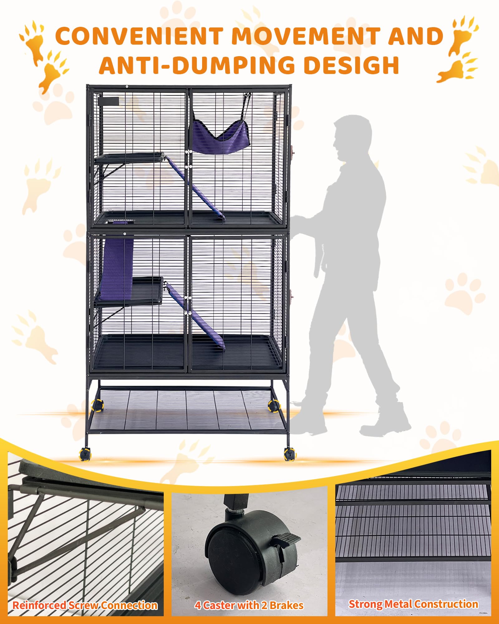 Four swivel casters on Garvee cage allow easy movement.