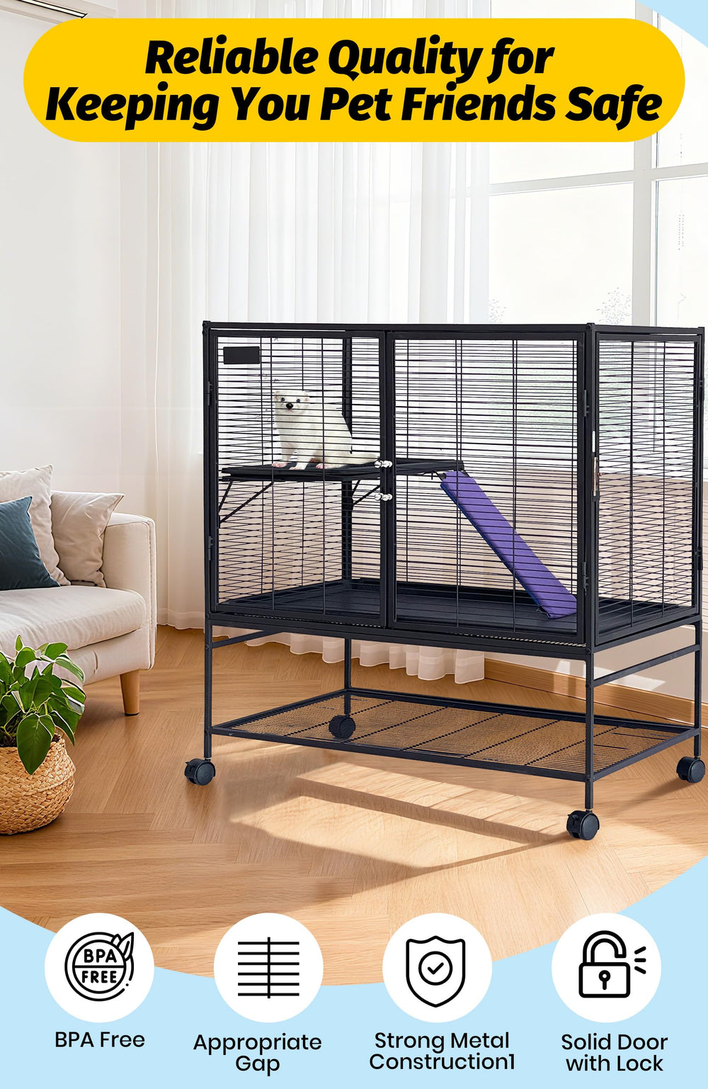 Garvee small animal cage removable ramp for easy level access