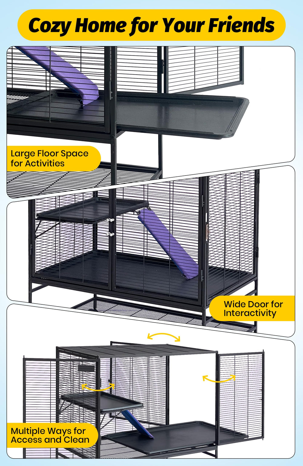 Garvee small animal cage removable tray for easy cleaning