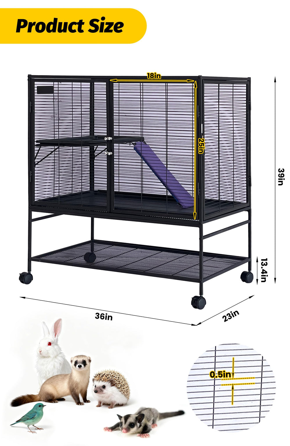 Garvee cage spacious interior encouraging exploration and hides plus toys