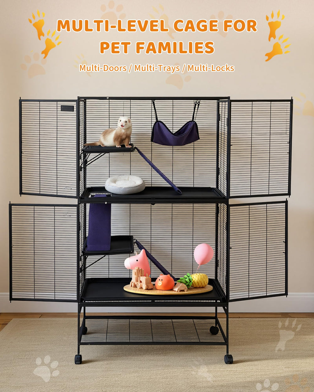 Storage shelf on Garvee cage adds space for essentials.