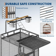 Garvee rolling parrot cage enables easy room repositioning.