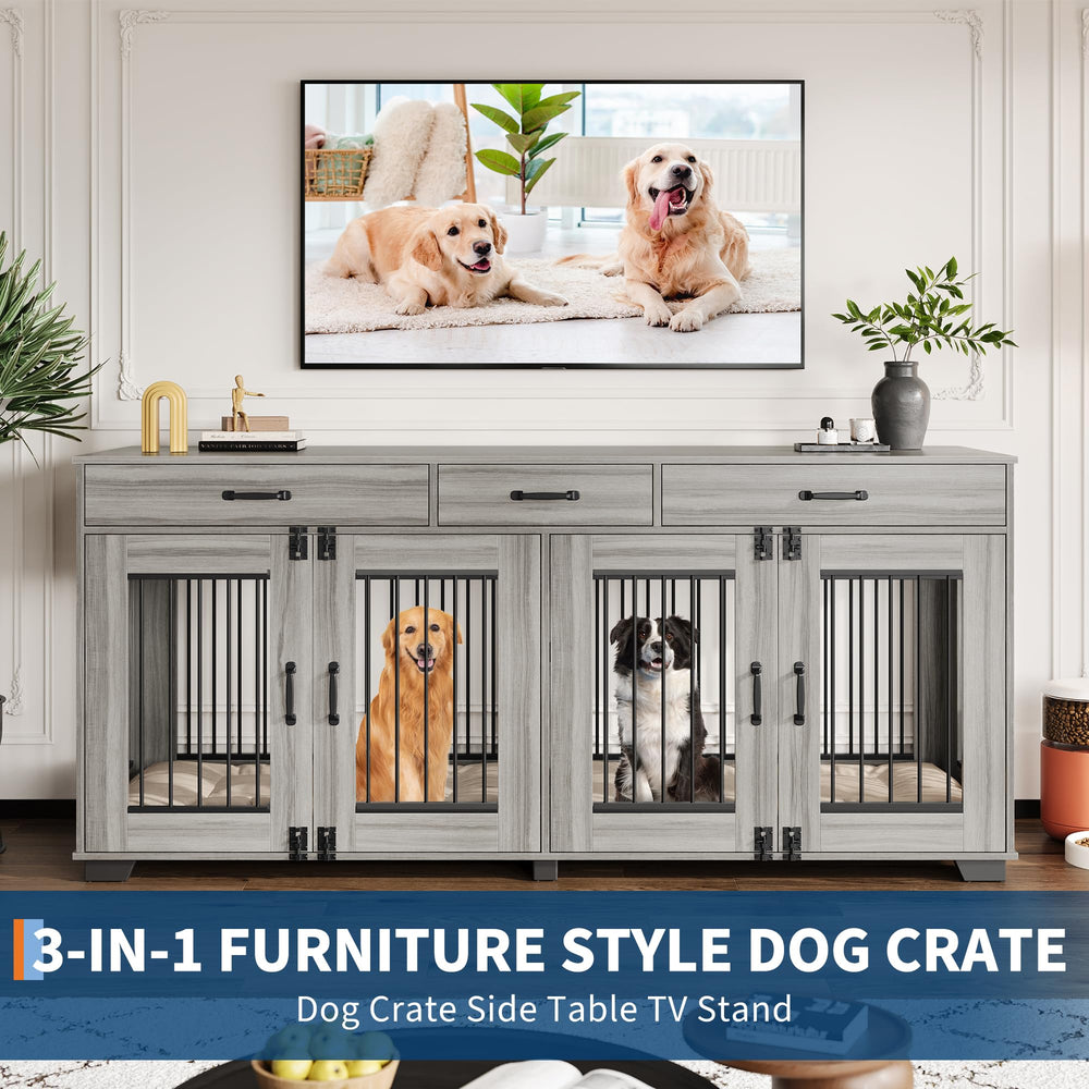 GarveeLife double kennel divider inside view enables separate living space for dogs.