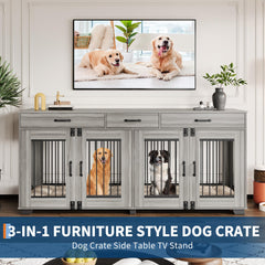 GarveeLife double kennel divider inside view enables separate living space for dogs.