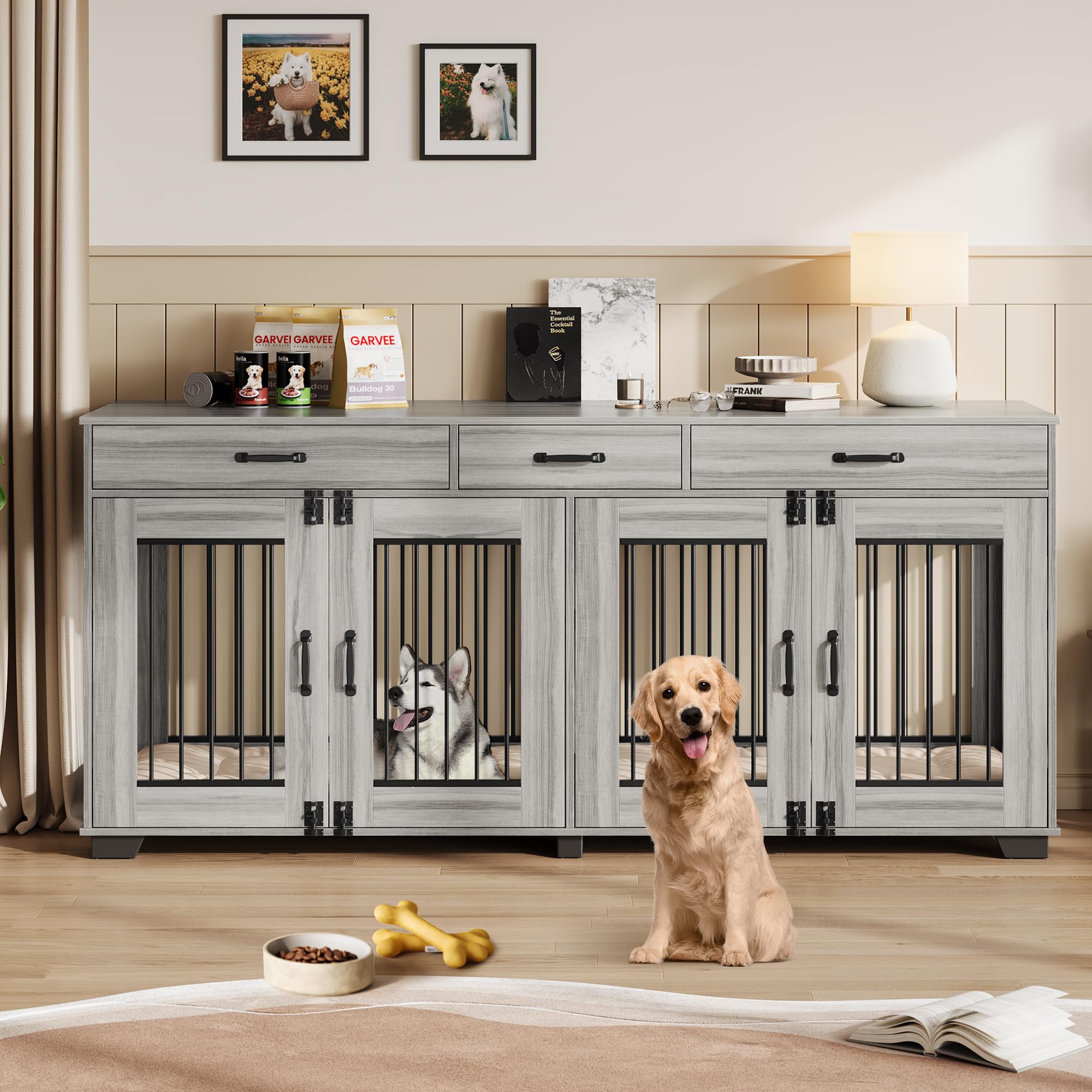 GarveeLife crate drawers demonstrate organized storage for toys and treats.
