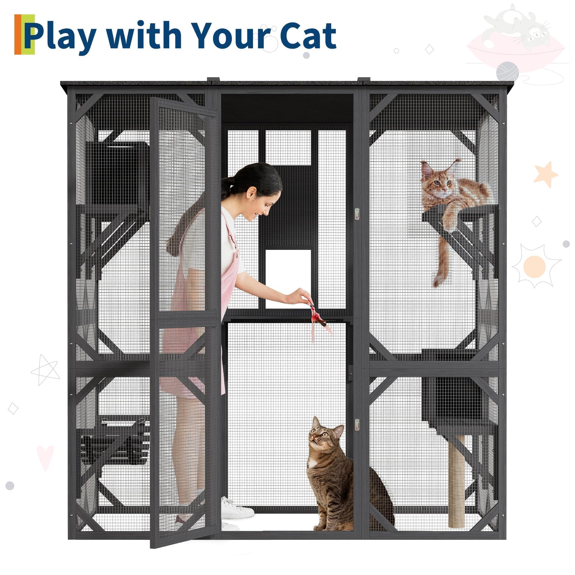 GarveeLife weatherproof roof protects cats from sun and rain.