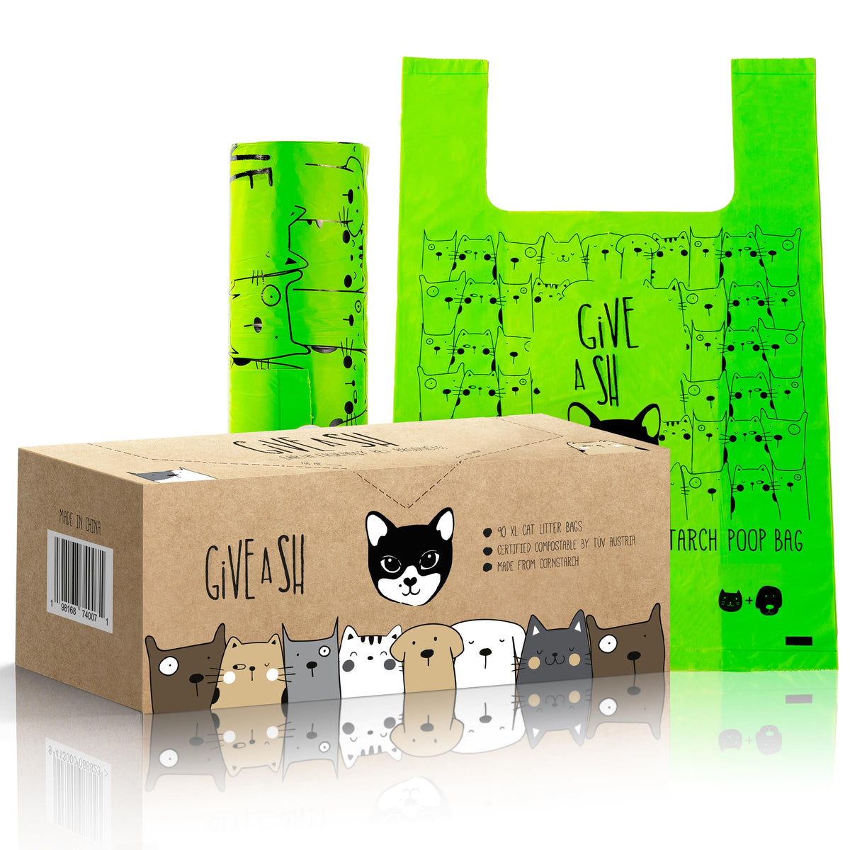 G.A.S XL cat litter bag box shows eco-friendly packaging and easy disposal