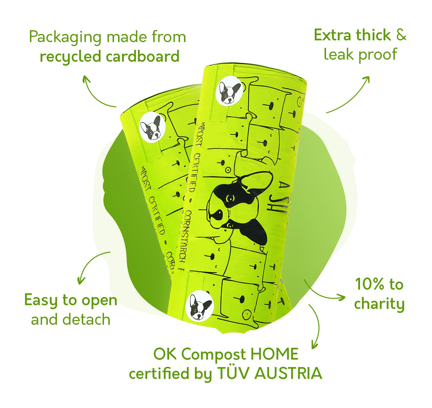 G.A.S compostable bags with leakproof design and odor control.