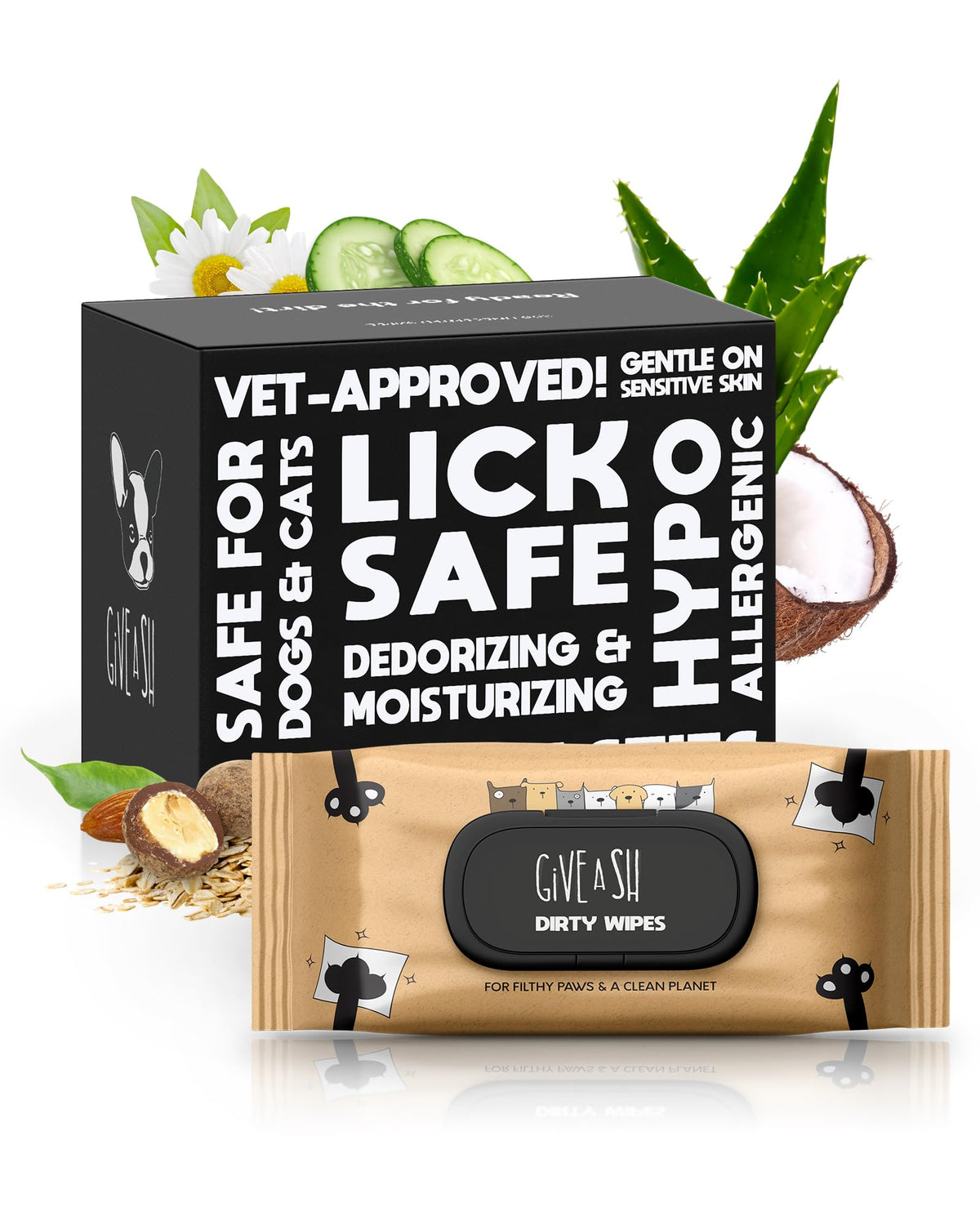 G.A.S Lick-Safe daily pet wipes pack of 100 for versatile daily cleaning.