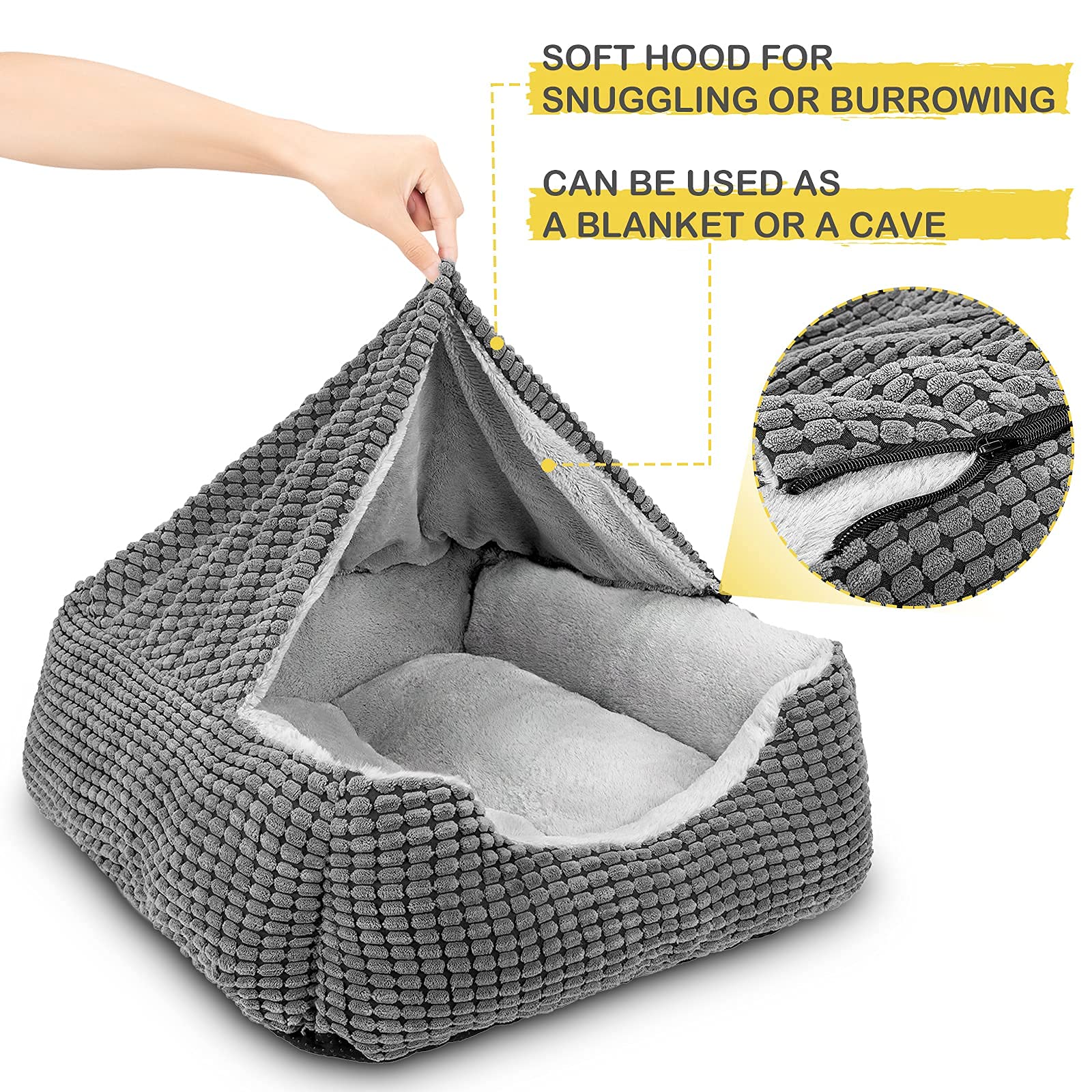 Gasur attached blanket closeup shows warm, secure nap area