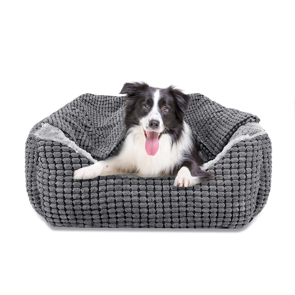 GASUR hooded dog bed with rectangle den for cozy hideaway and calm sleep.