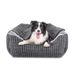 GASUR hooded dog bed with rectangle den for cozy hideaway and calm sleep.