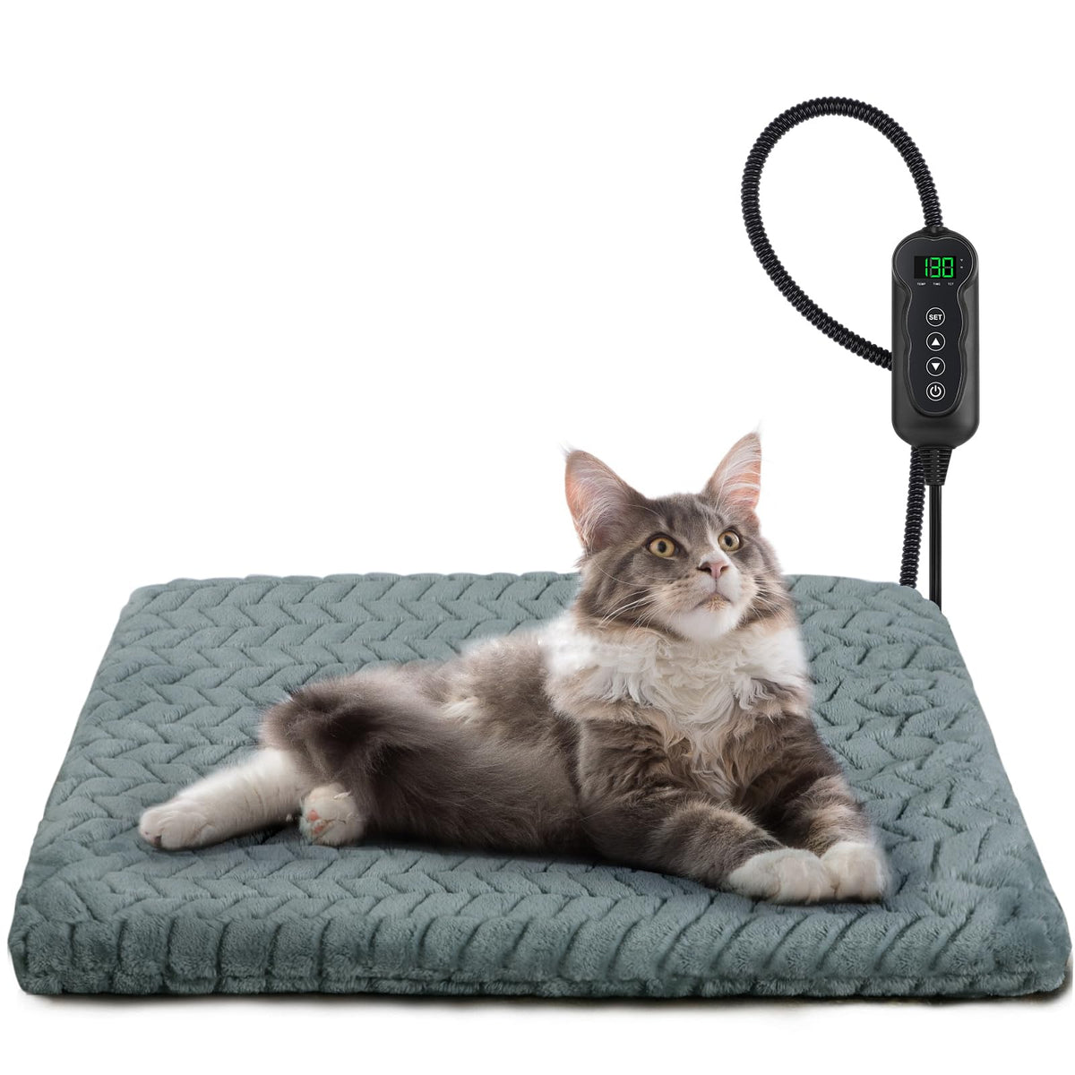 GASUR heated cat bed cover close-up shows soft velvet for cozy warmth.