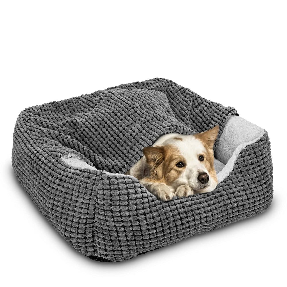 GASUR rectangle cave bed hooded design offers a cozy den for pets.