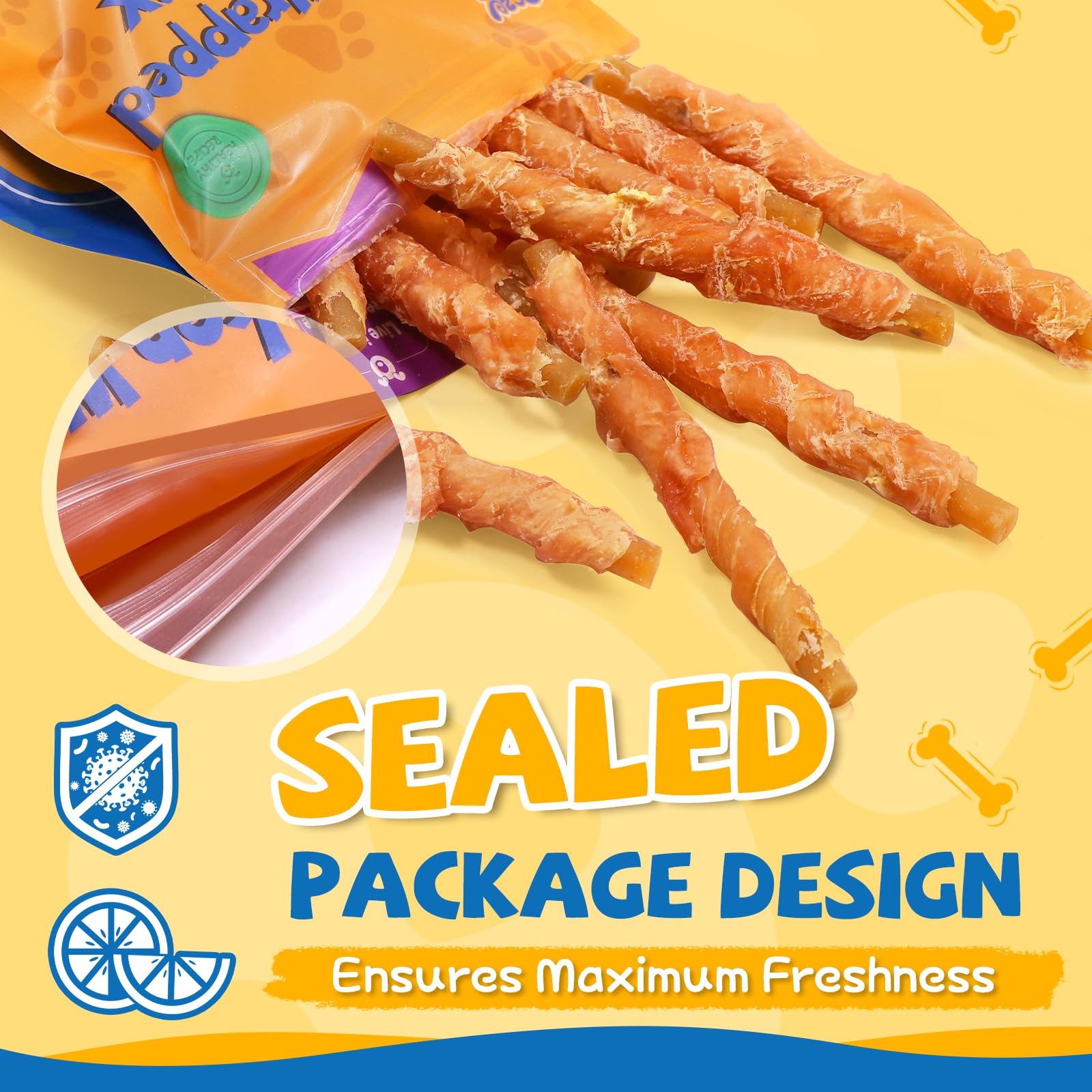 Gazeupon dog dental treats packaging preview emphasizes peanut butter and cranberries.