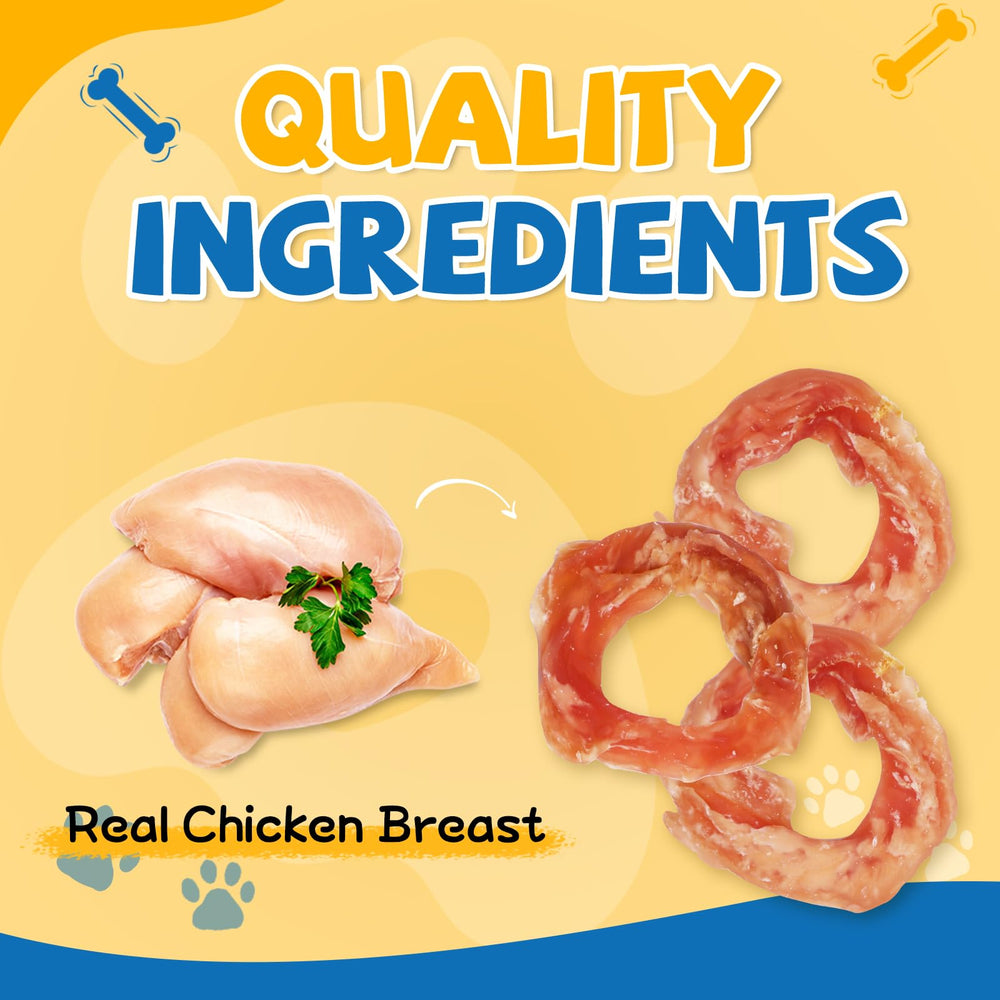 gazeupon dog treats chicken jerky rings closeup texture showing chewy rings