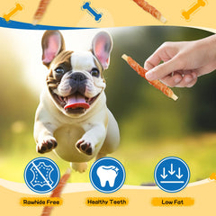 Gazeupon rawhide-free dog treats demonstrated for safer chewing and gentler digestion