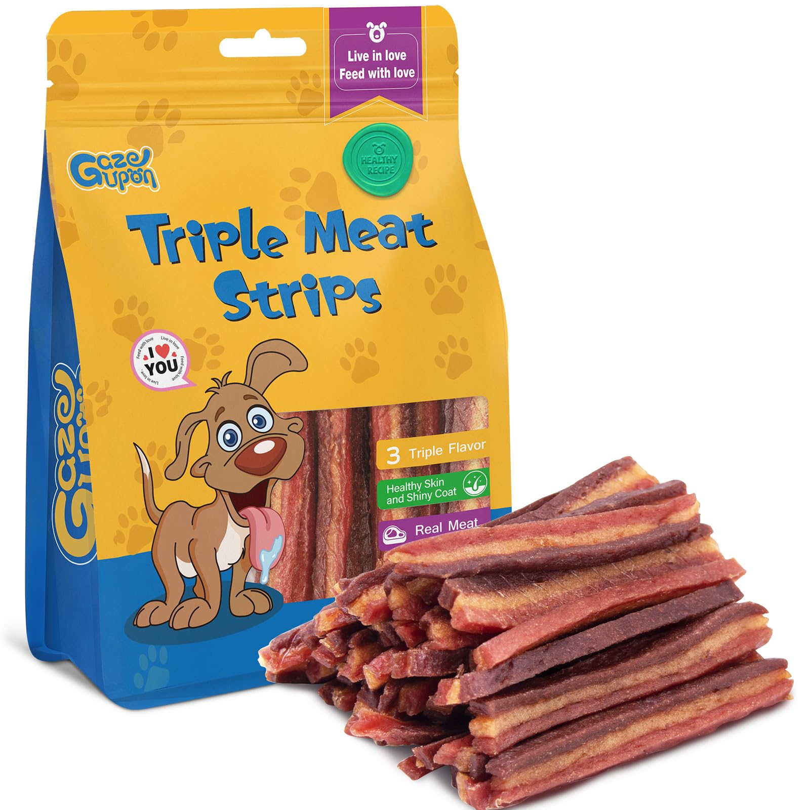 GazeUpon soft-dog-jerky-triple-flavored blocks for training rewards.