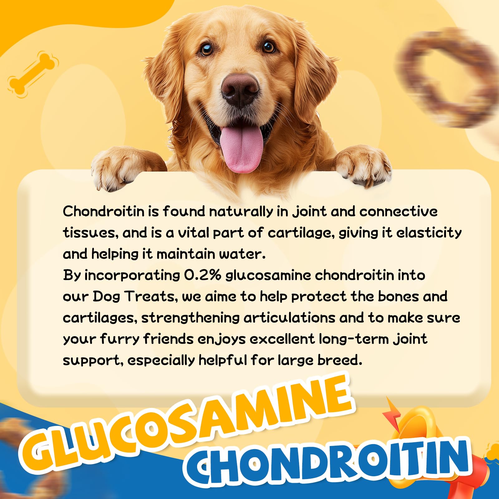Gazeupon training reward chews chicken-wrapped ring motivates during commands and fetch.