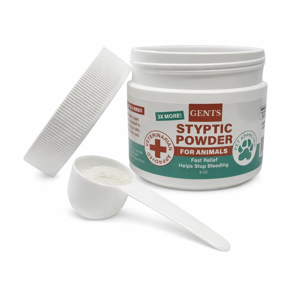 G.B.S styptic powder bottle with sealed top for mess-free use.