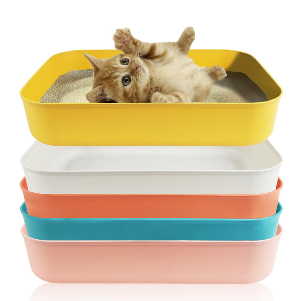 GCVOPTON 5PCS litter box with open tray design, easy cleaning for kittens.