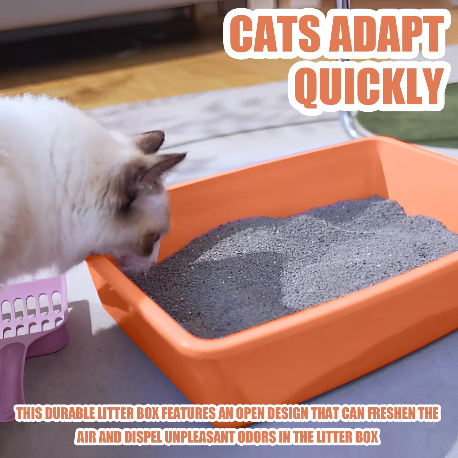 GCVOPTON easy-clean PP plastic litter box for quick maintenance.