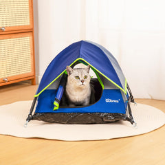 GDanes Blue Cat Tent interior with soft pad inviting naps