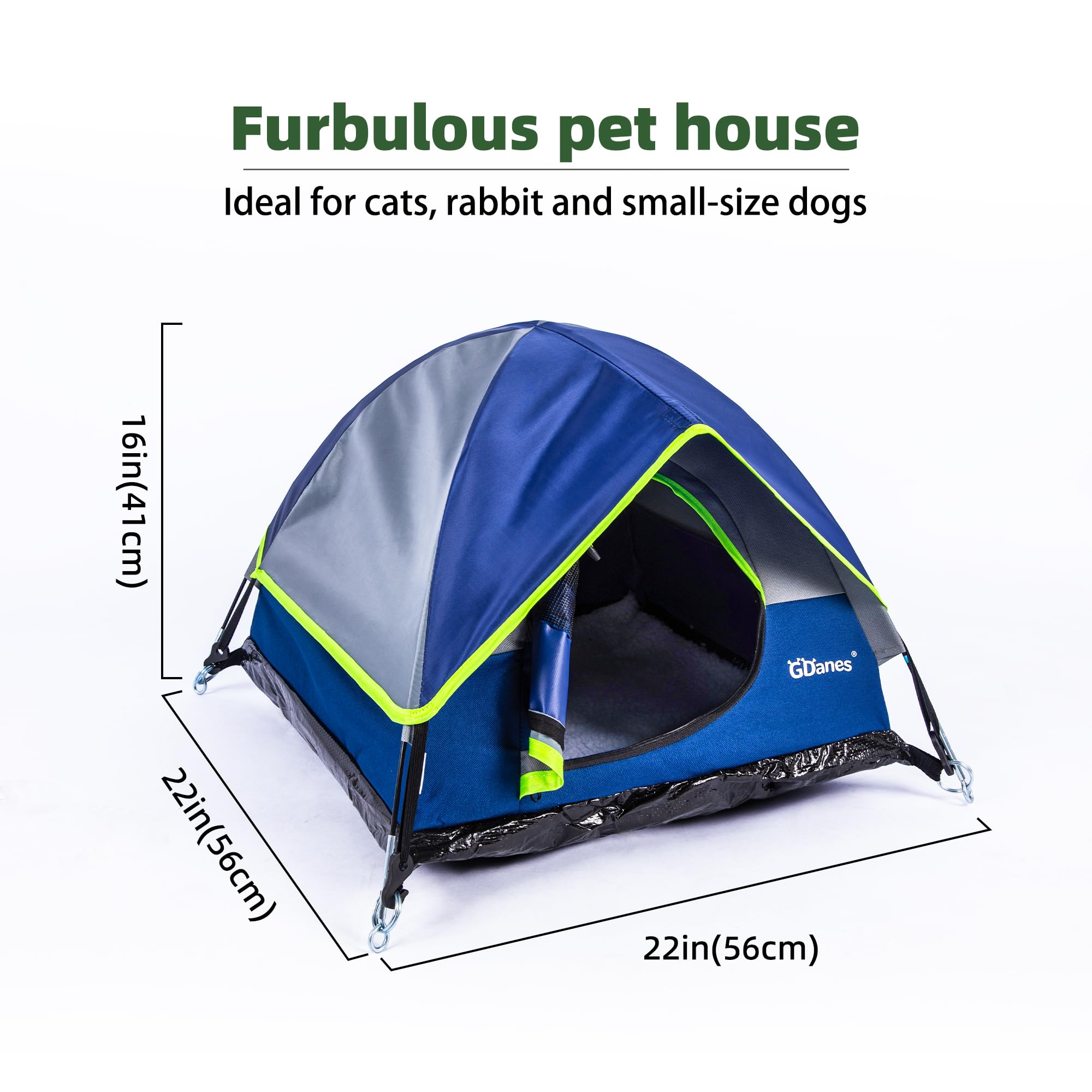 GDanes Blue Cat Tent zipper door for easy access