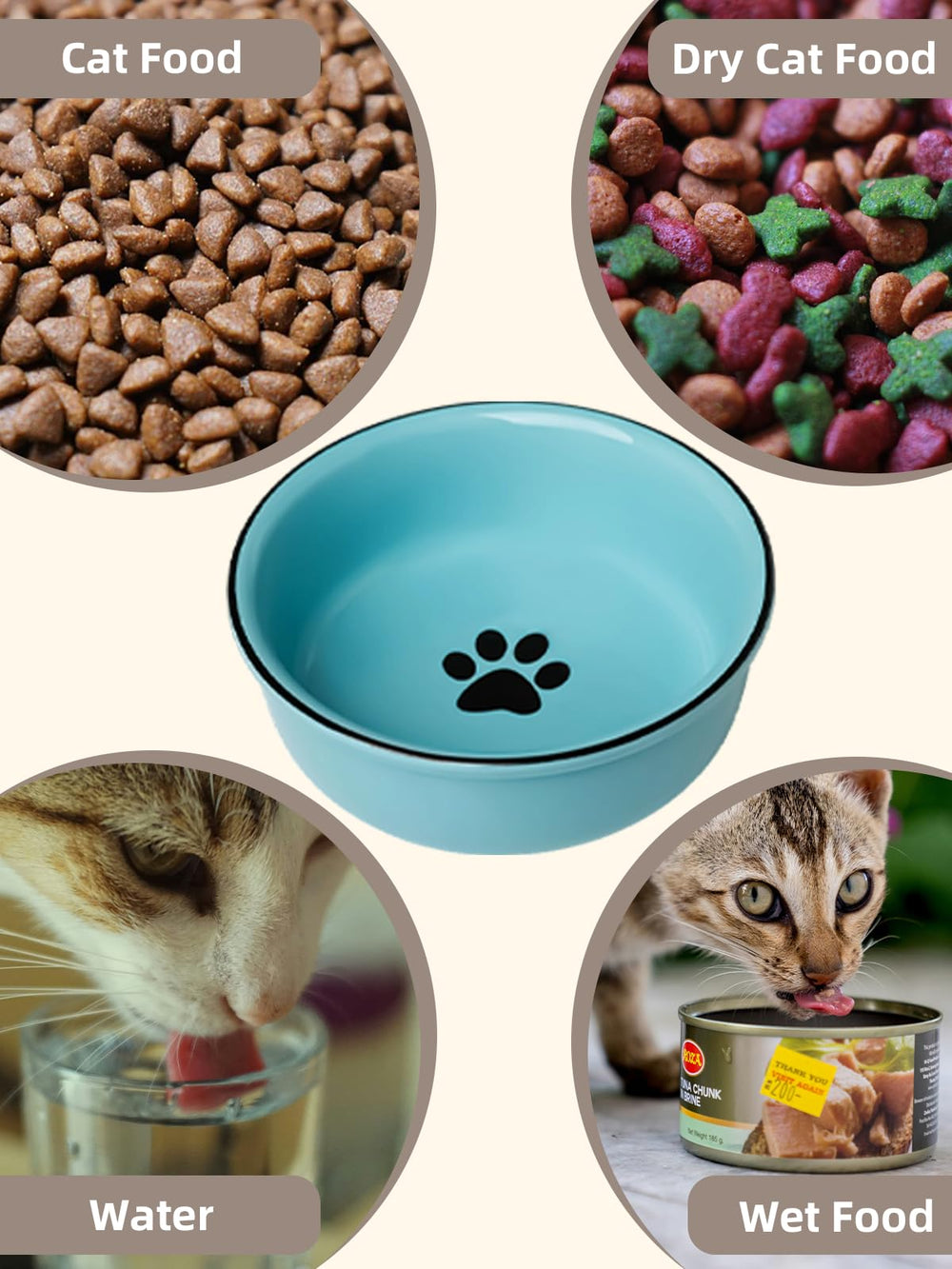 GDCZ pawprint logo adds a cute touch to turquoise bowls.