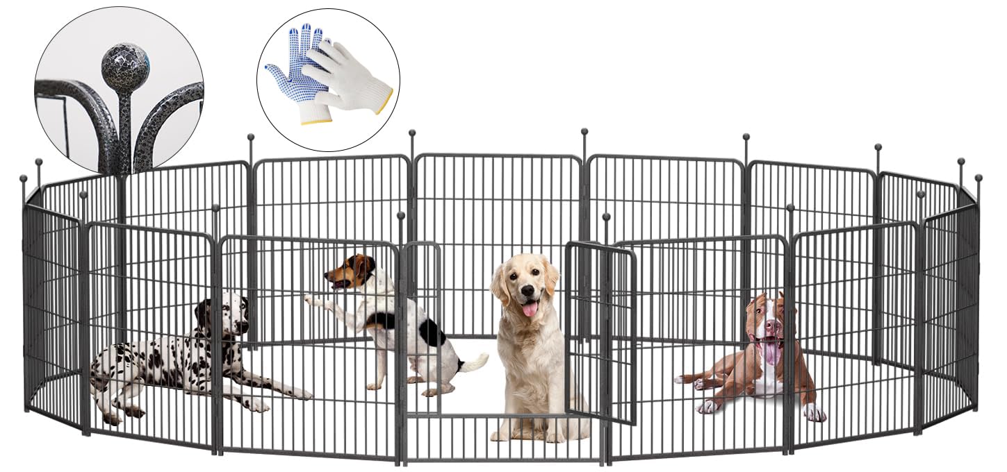 GDKASRNY dog playpen with 32-inch height for quick indoor outdoor setup.