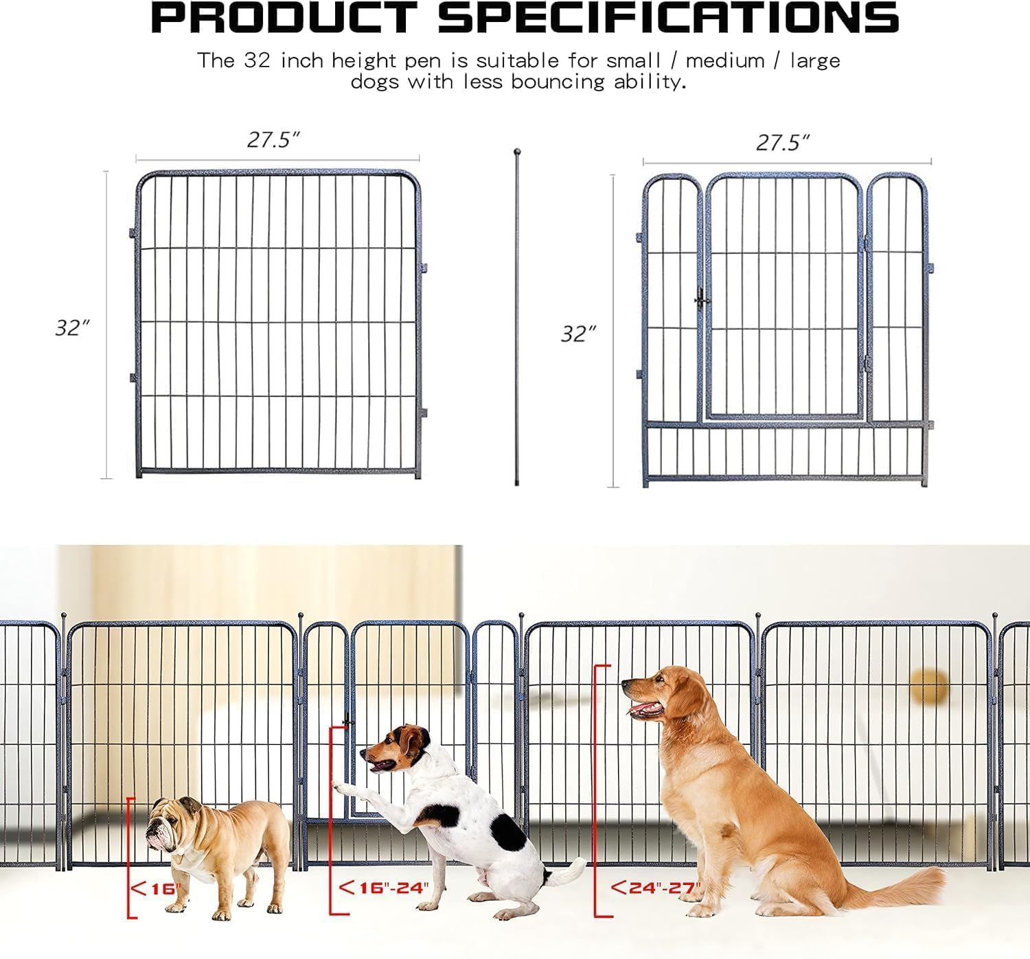 GDKASRNY dog playpen door enables easy entry for pets.