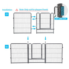 GDKASRNY Dog Playpen Stakes featuring gravity door lock for secure access.