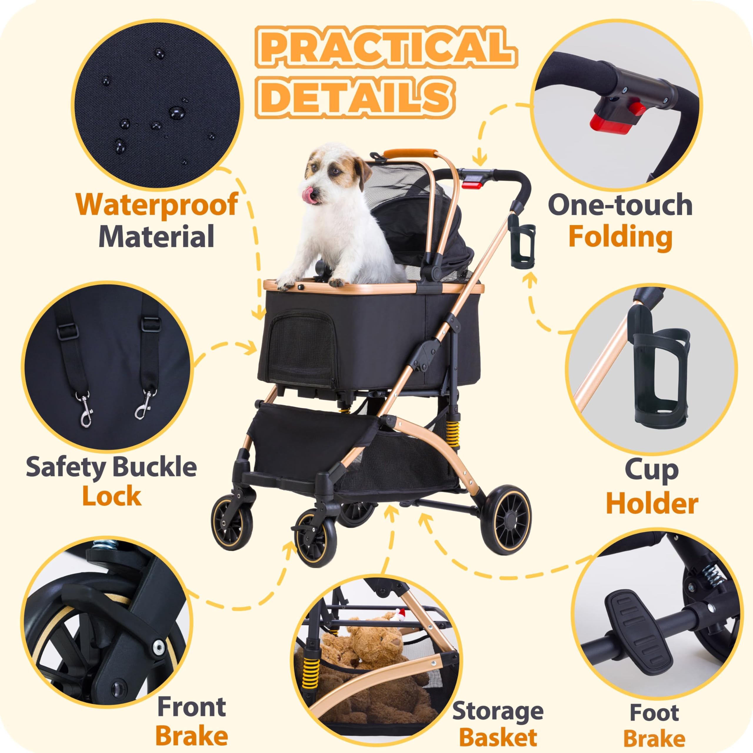 GdnWings storage area undercarriage holds essentials like water and treats