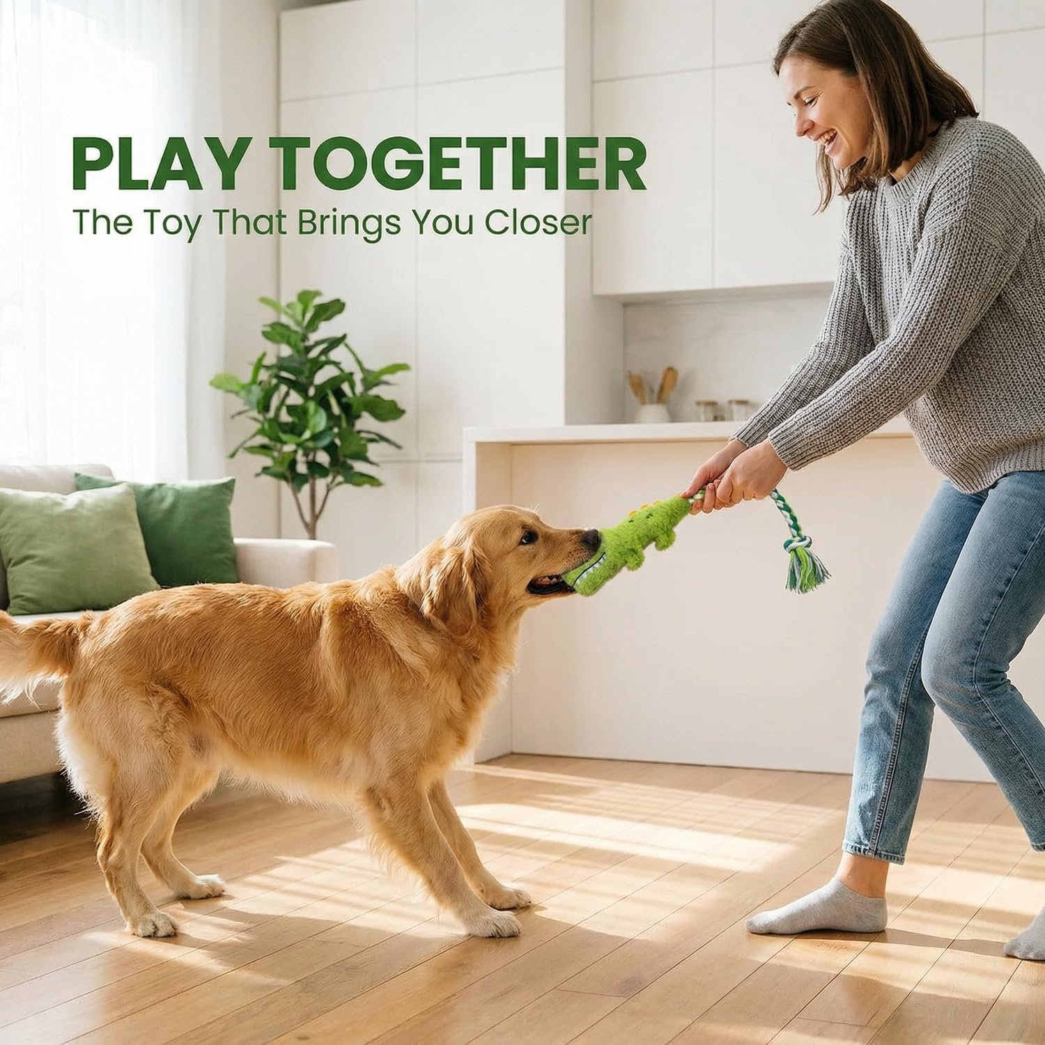 GDrystal soft long-haired plush surface enhances sensory play for small and medium dogs