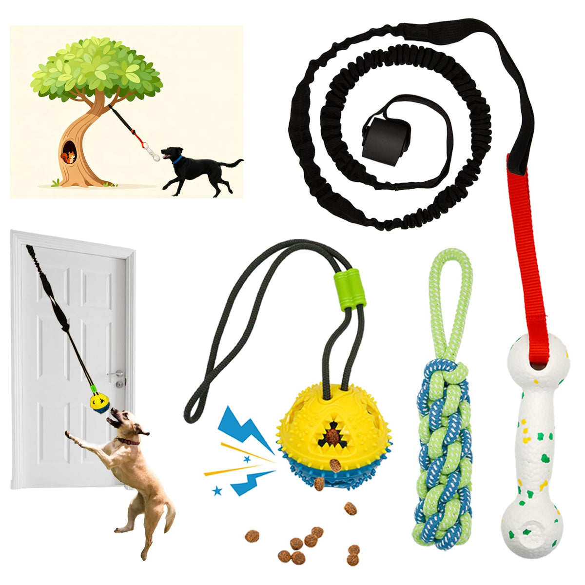 GDuolaPaws interactive tug toy rope assembly for indoor and outdoor self-play
