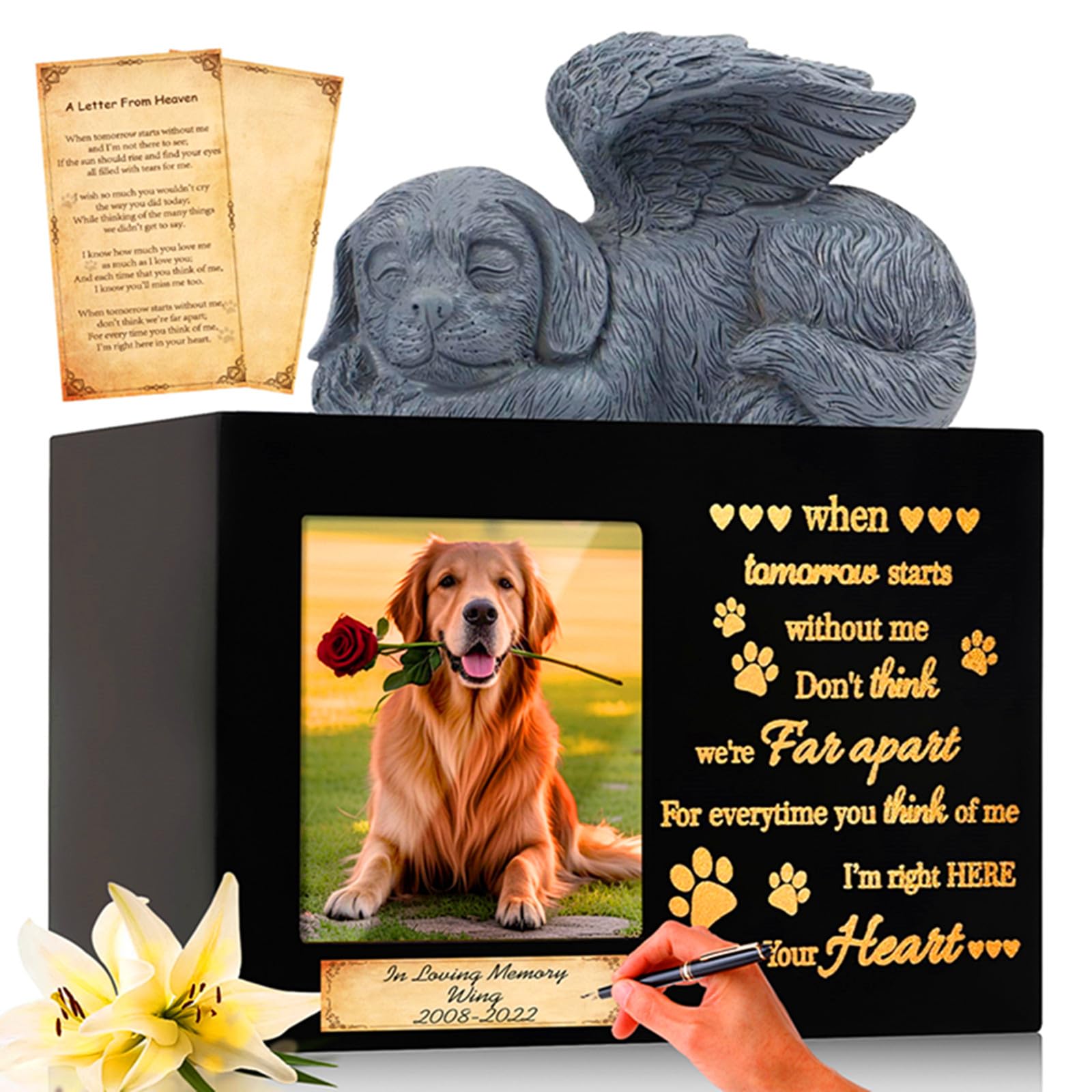 Geamuo guardian angel statue urn with lifelike details for pet memories