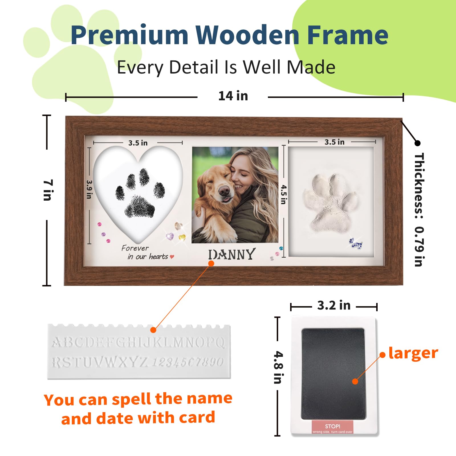 Geamuo heart mat frames paw print with Forever in our hearts text.