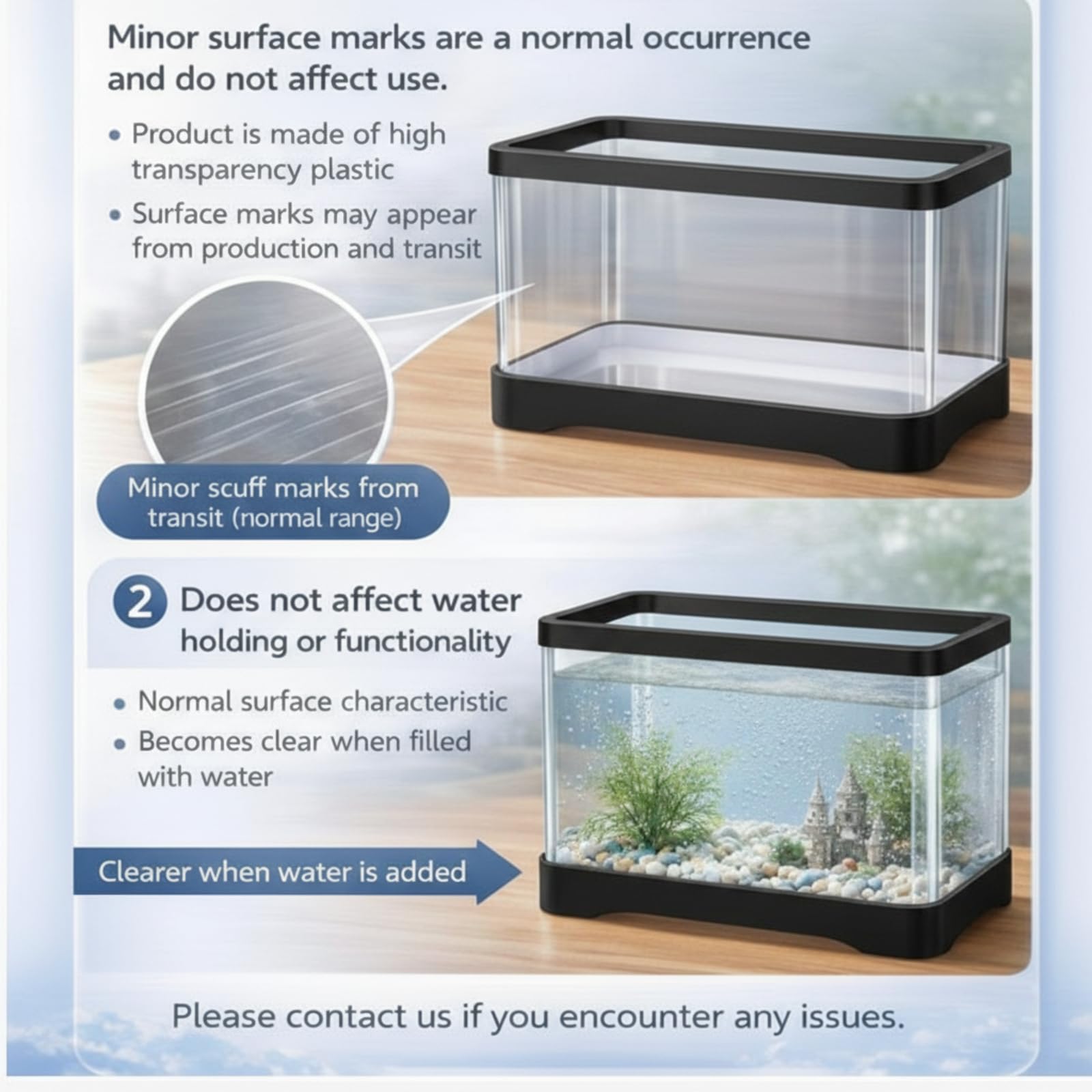 Geelin 2-gallon rectangular fish tank interior with plants for a mini ecosystem