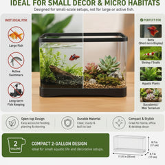 Geelin 2-gallon rectangular fish tank top view displaying compact height