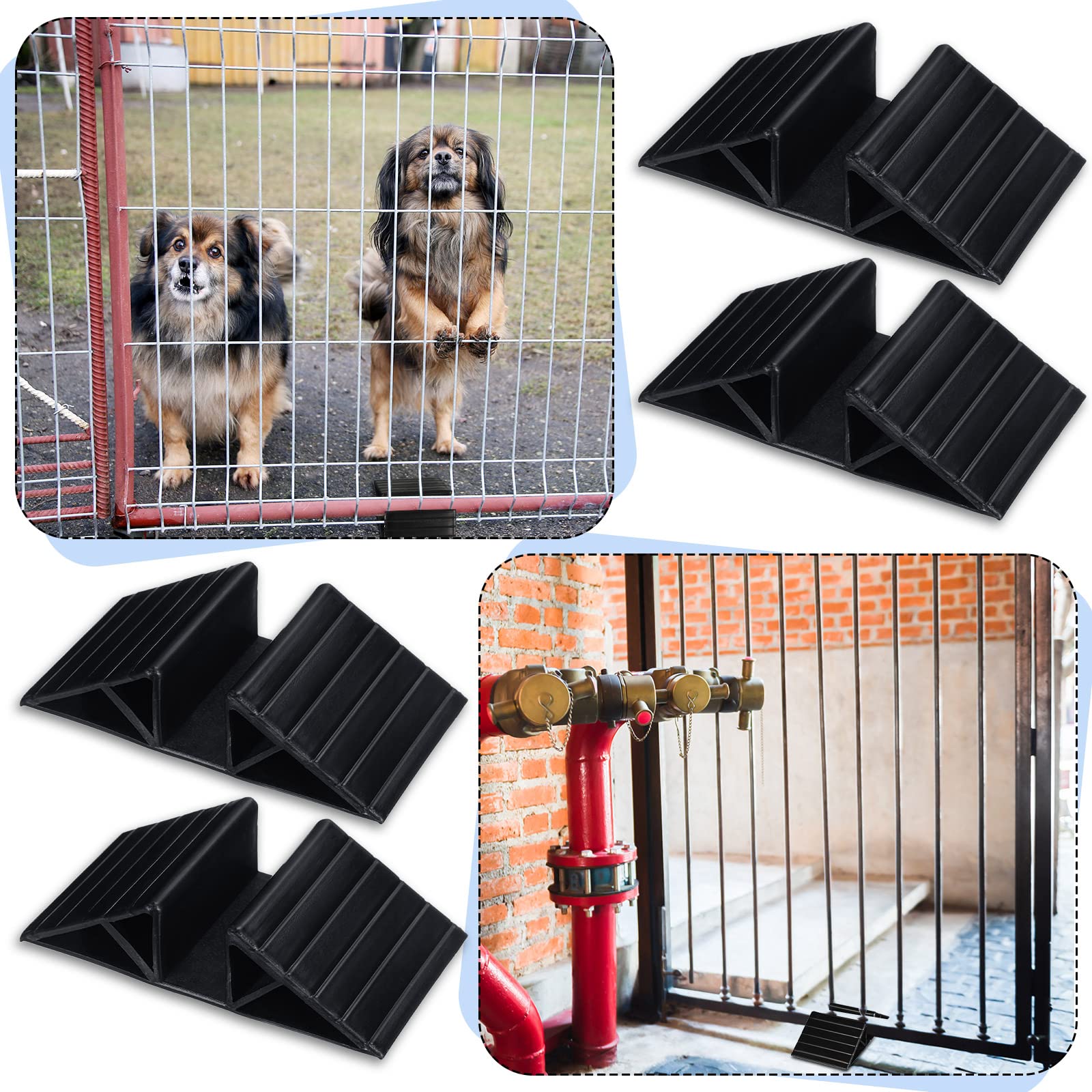 Geelin black gate feet on floor illustrate unobtrusive, floor-safe isolation support.