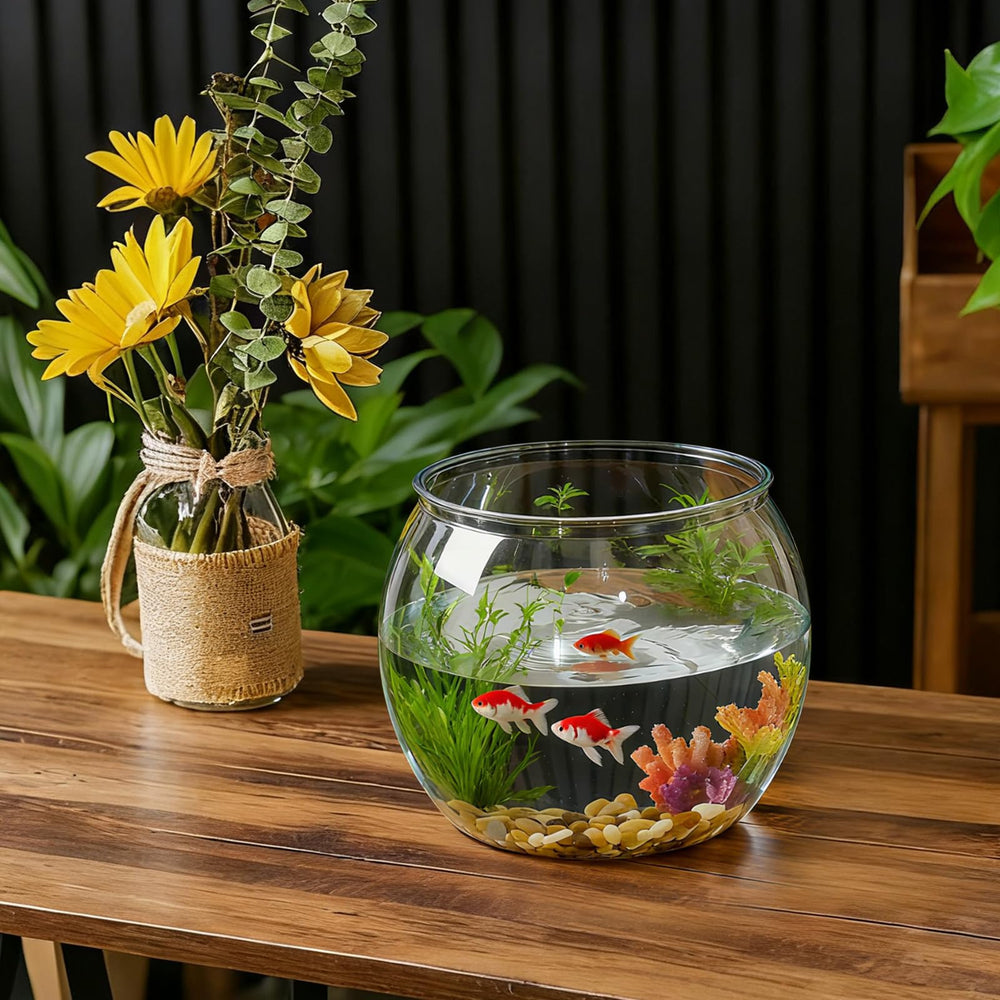 Geelin round clear aquarium showcases sleek, versatile plastic design for any decor