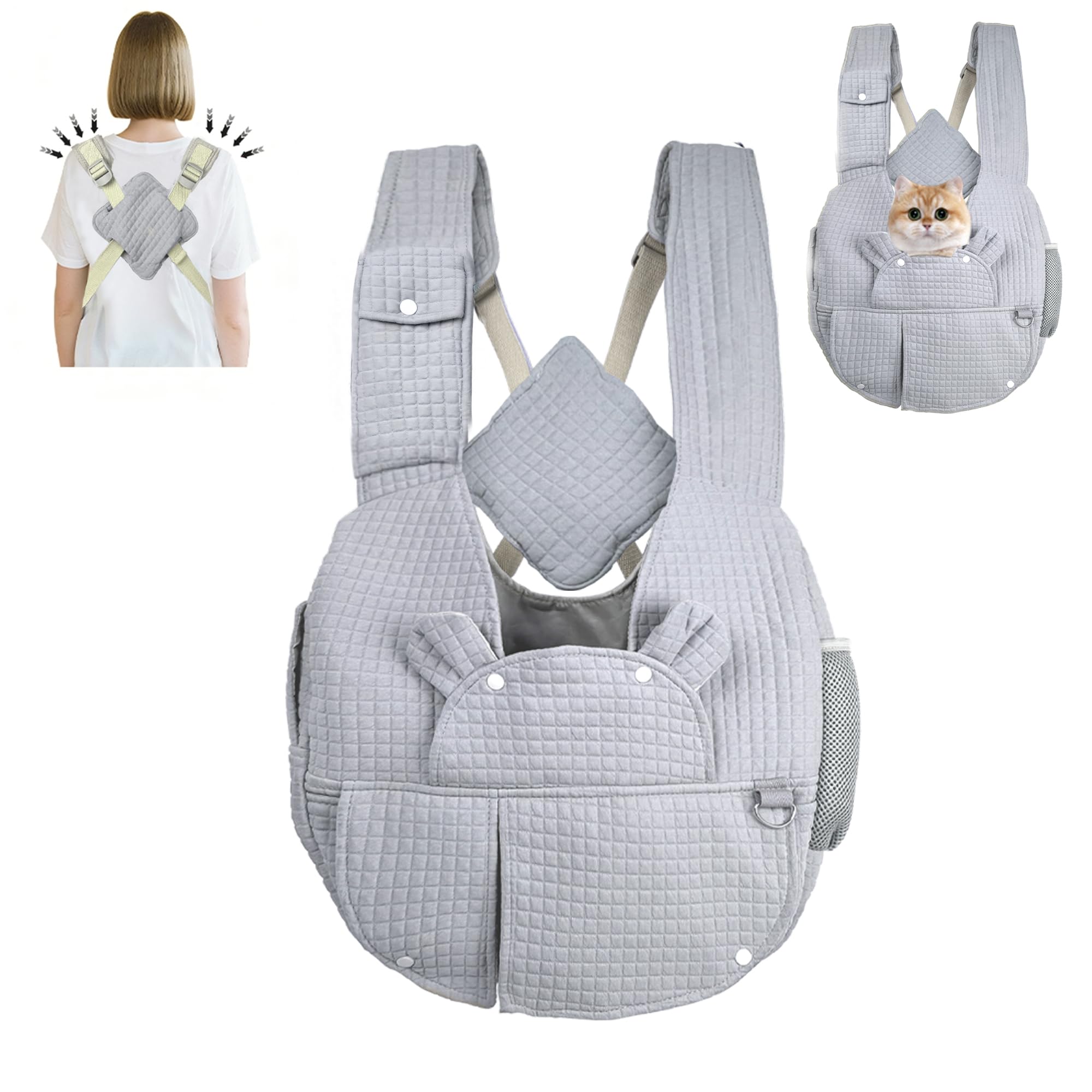 Geelraqaly front carry pet backpack grey overview for easy daily outings.