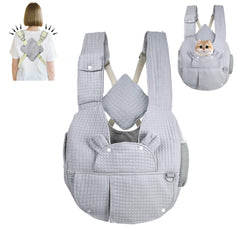 Geelraqaly front carry pet backpack grey overview for easy daily outings.
