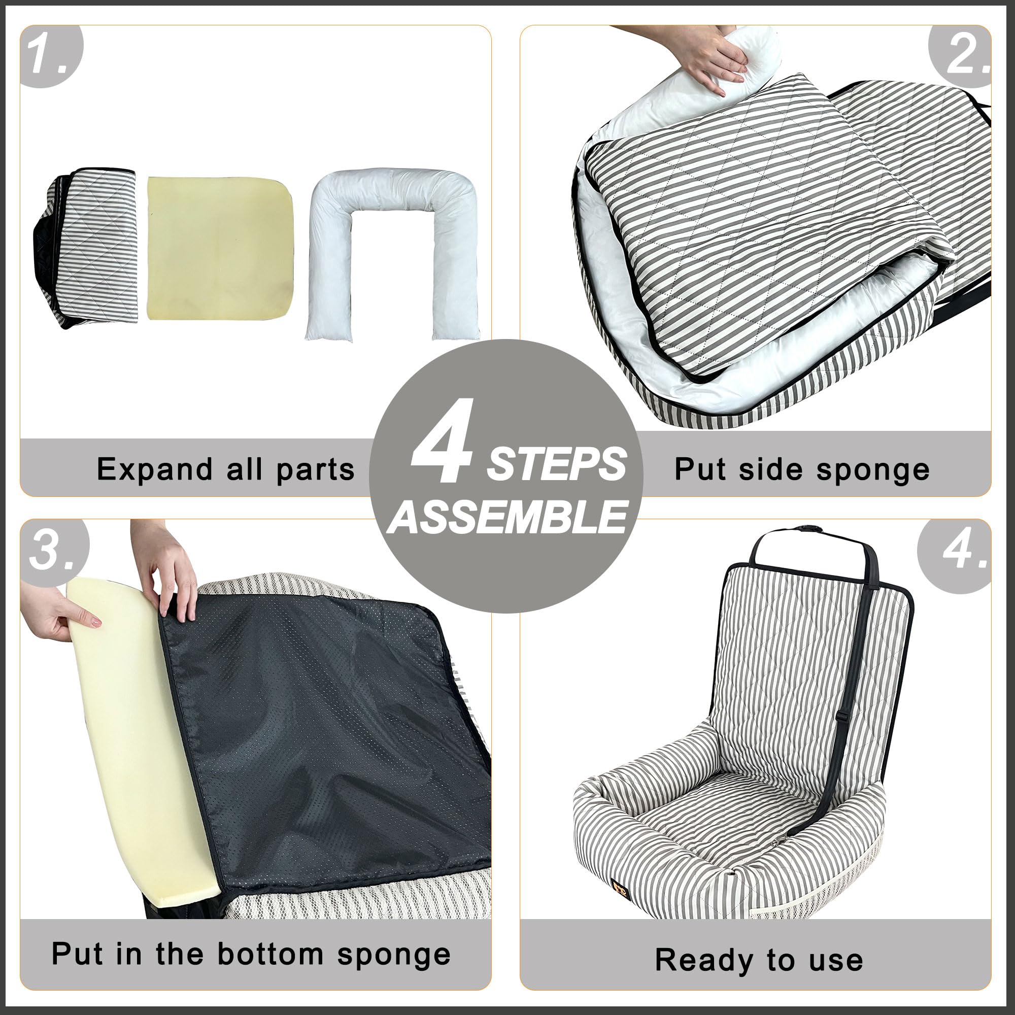 GeerDuo dog car seat stripes easy-clean fabric for quick maintenance