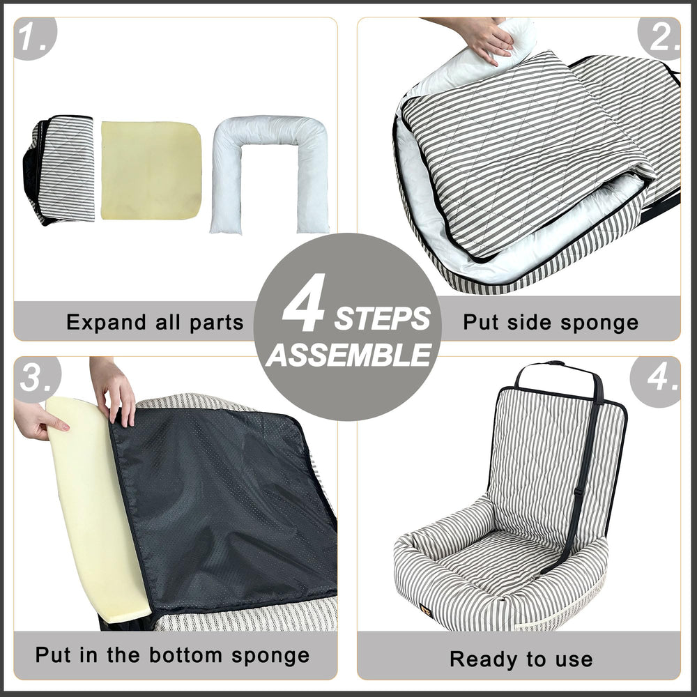 GeerDuo dog car seat stripes easy-clean fabric for quick maintenance
